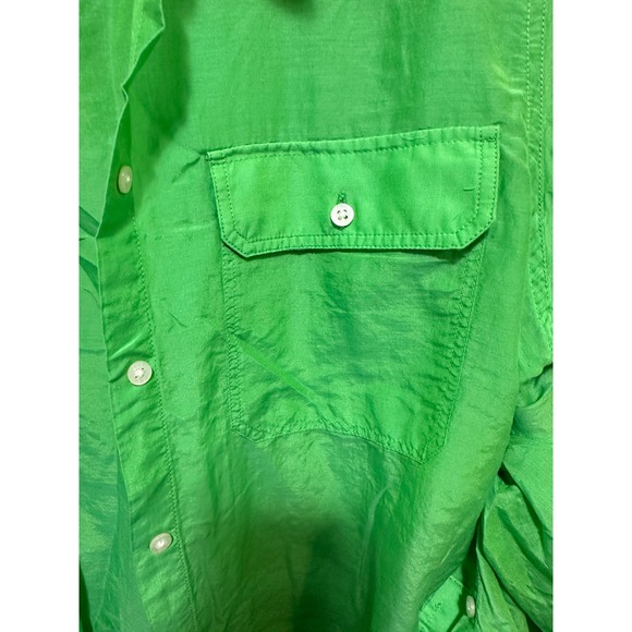 Lauren Ralph Lauren Green 3/4 Sleeve Button Down Top Shirt Size L - Picture 5 of 5